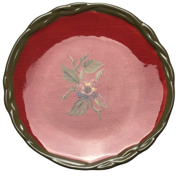 Tracy Porter Octavia Hill Collection Desert Bread Plate 8” Red Floral Ceramic - Picture 1 of 8